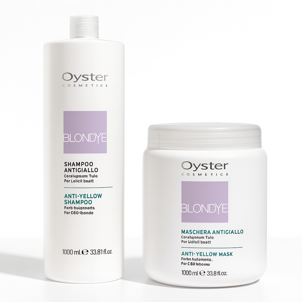 Geltoną plaukų atspalvį neutralizuojantis rinkinys Oyster Blondye Anti-Yellow
