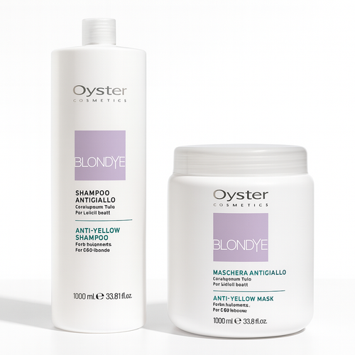 Geltoną plaukų atspalvį neutralizuojantis rinkinys Oyster Blondye Anti-Yellow